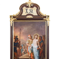 Jesus wird seiner Kleider beraubt.	