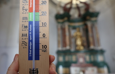 Hier lässt es sich aushalten: 24 Grad in der Katharinenkirche in Graz (Mausoleum), geöffnet Dienstag bis Sonntag 09:00 - 18:00 Uhr.