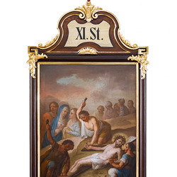 Jesus wird ans Kreuz genagelt.	